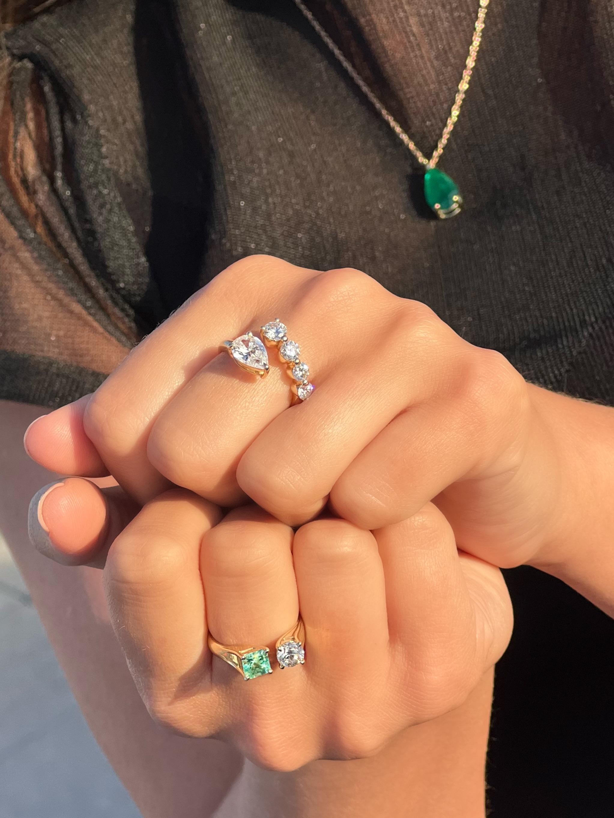 For Sale:  14K Gold, Pear Shape Diamond w/ Round Diamond Ring 3
