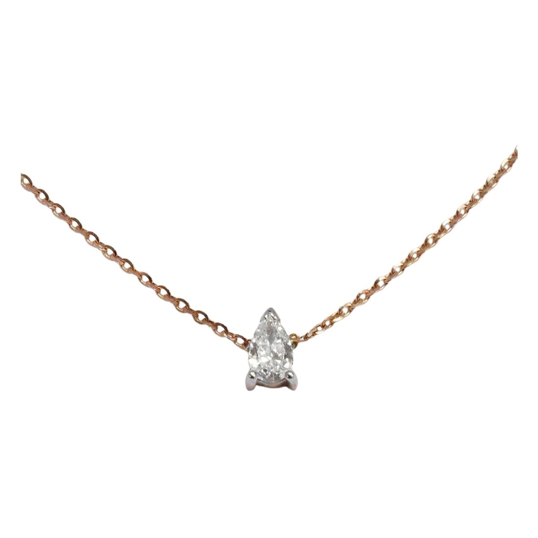 Birnenförmige Diamant-Halskette aus massivem 14-karätigem Gold, erhältlich in drei Farben, Roségold / Weißgold / Gelbgold.

Natürlicher, echter, rund geschliffener Diamant - jeder Diamant wird von mir von Hand ausgewählt, um die Qualität zu
