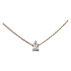 14k Gold Pear Shaped Diamond Necklace Diamond Solitaire Layering Necklace