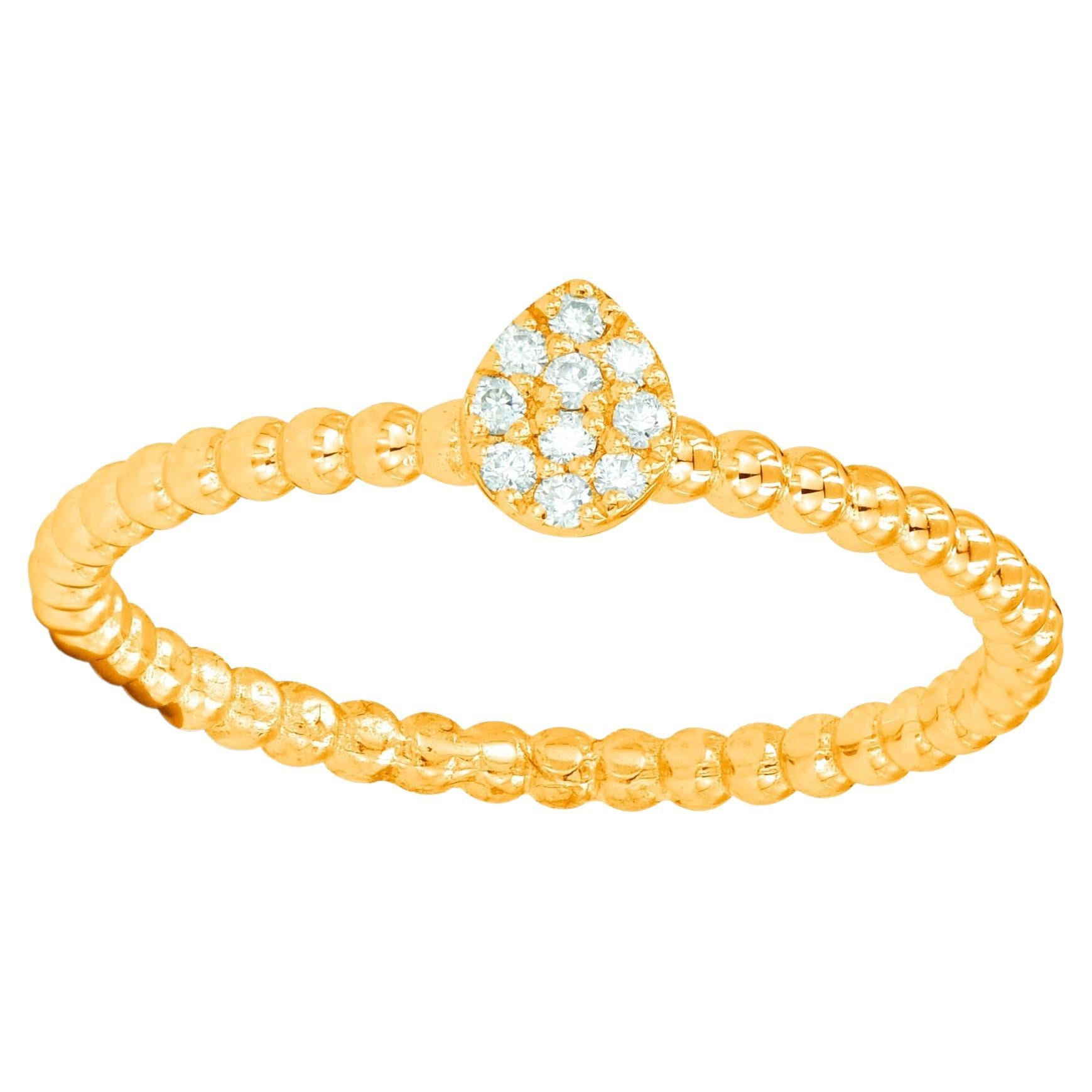 14k Gold Pear Shaped Diamond Ring Diamond Wedding Ring Pave Cluster Diamond Ring