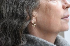 14k Gold Pearl and Diamond Lily Earring Studs by Franny E