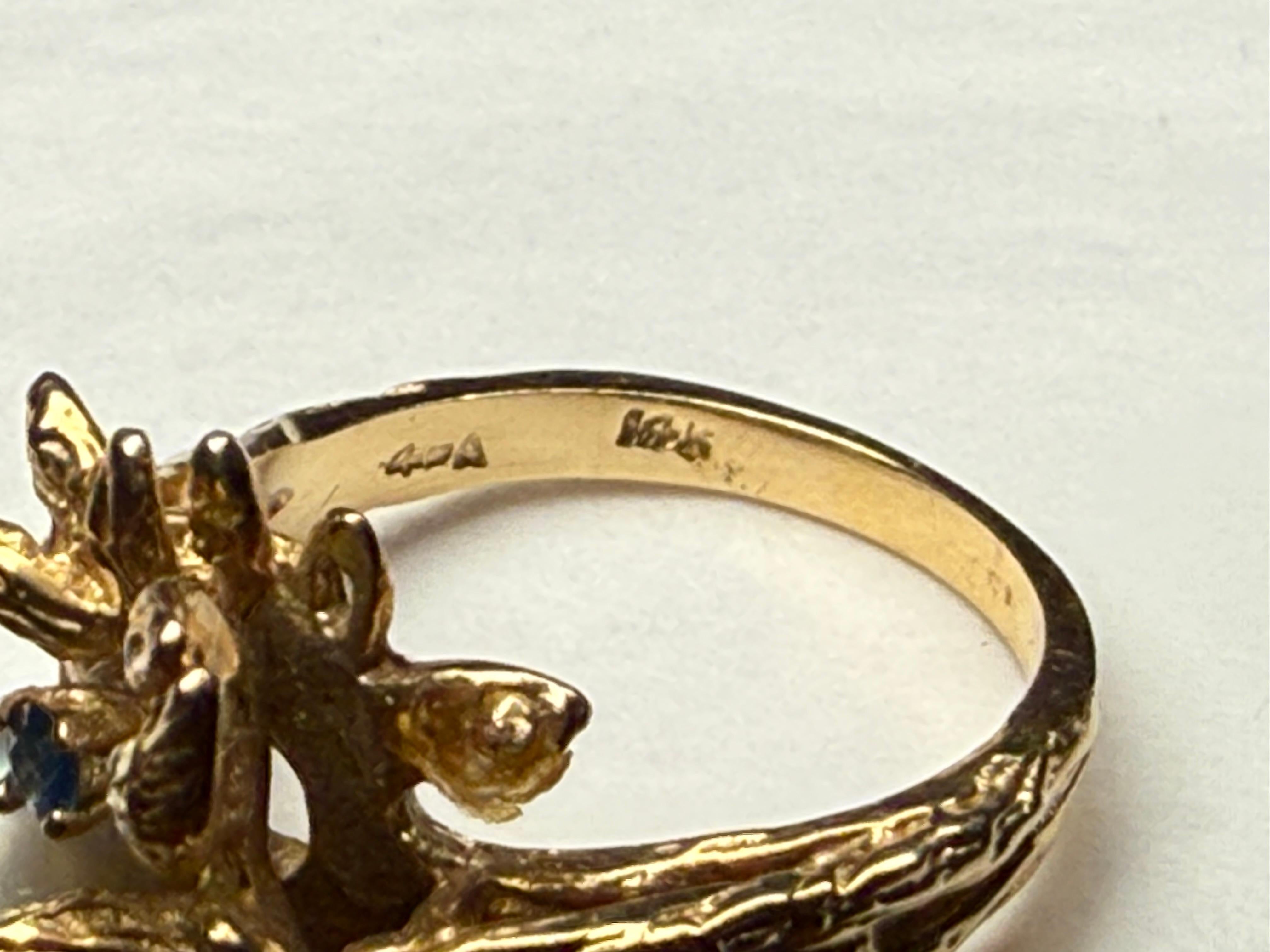 14K Gold Pearl And Sapphire Crossover Ring For Sale 1