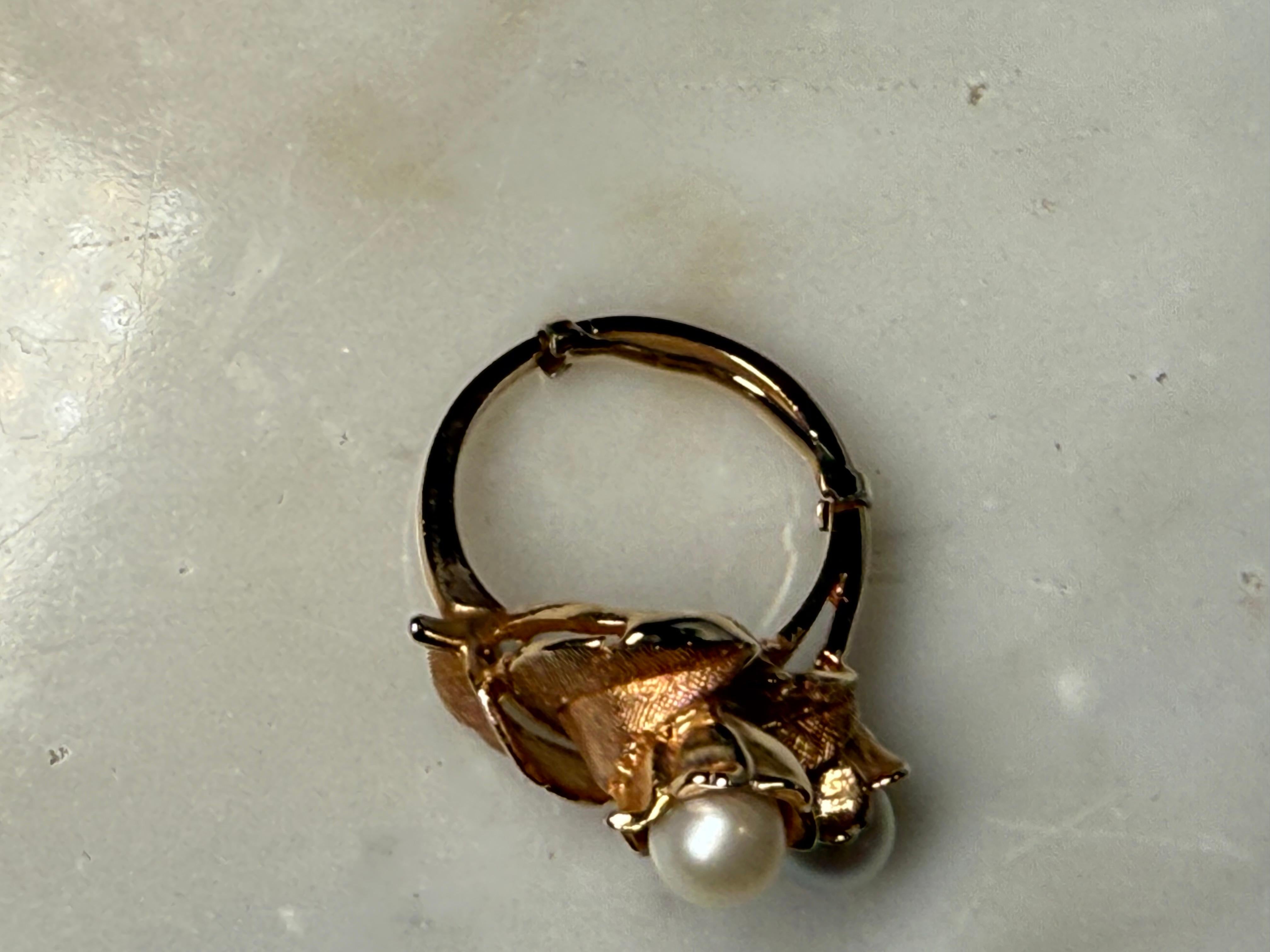 14K Gold Pearl Cocktail Ring For Sale 4