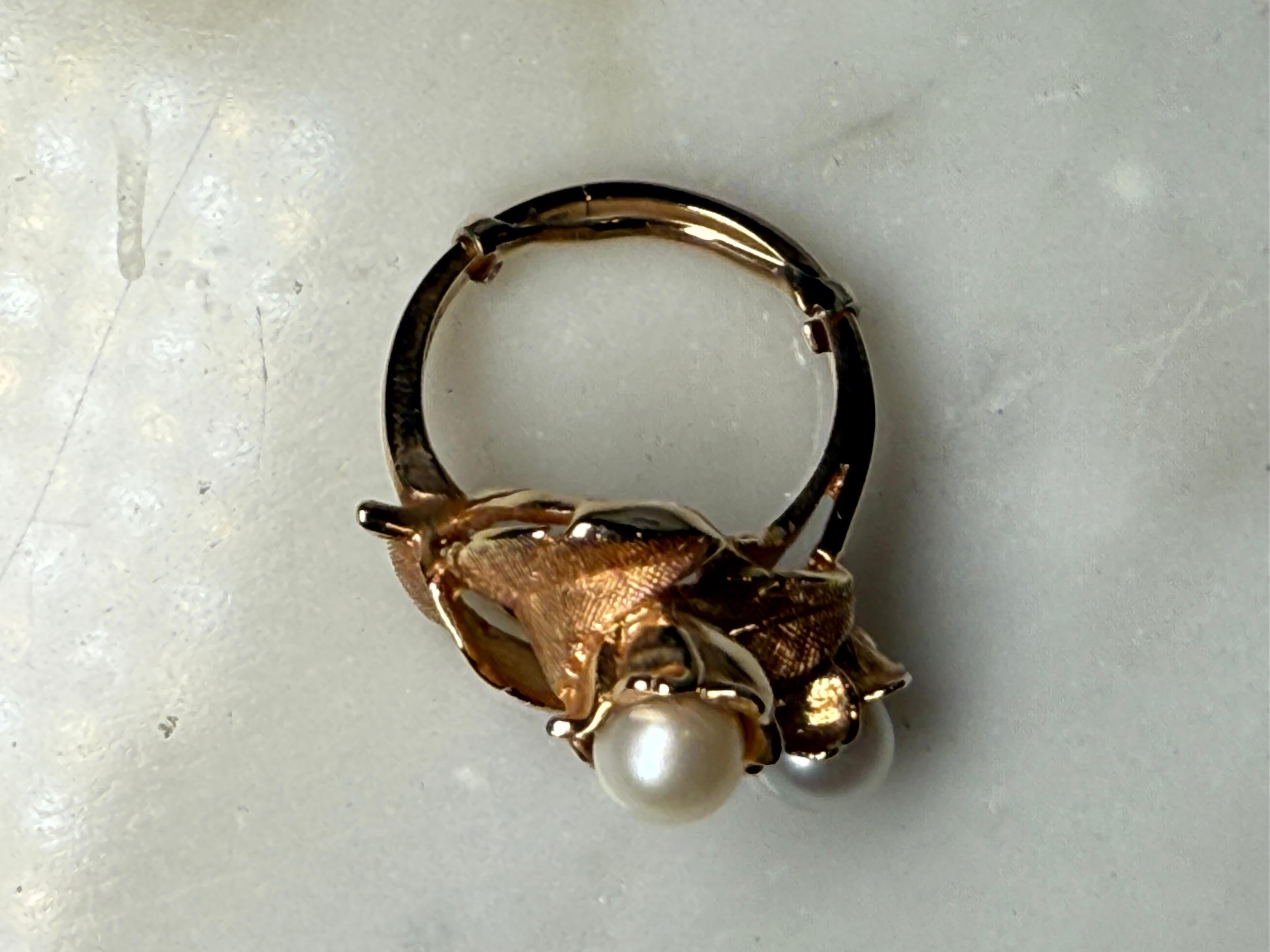 14K Gold Pearl Cocktail Ring In Good Condition For Sale In Guaynabo, PR