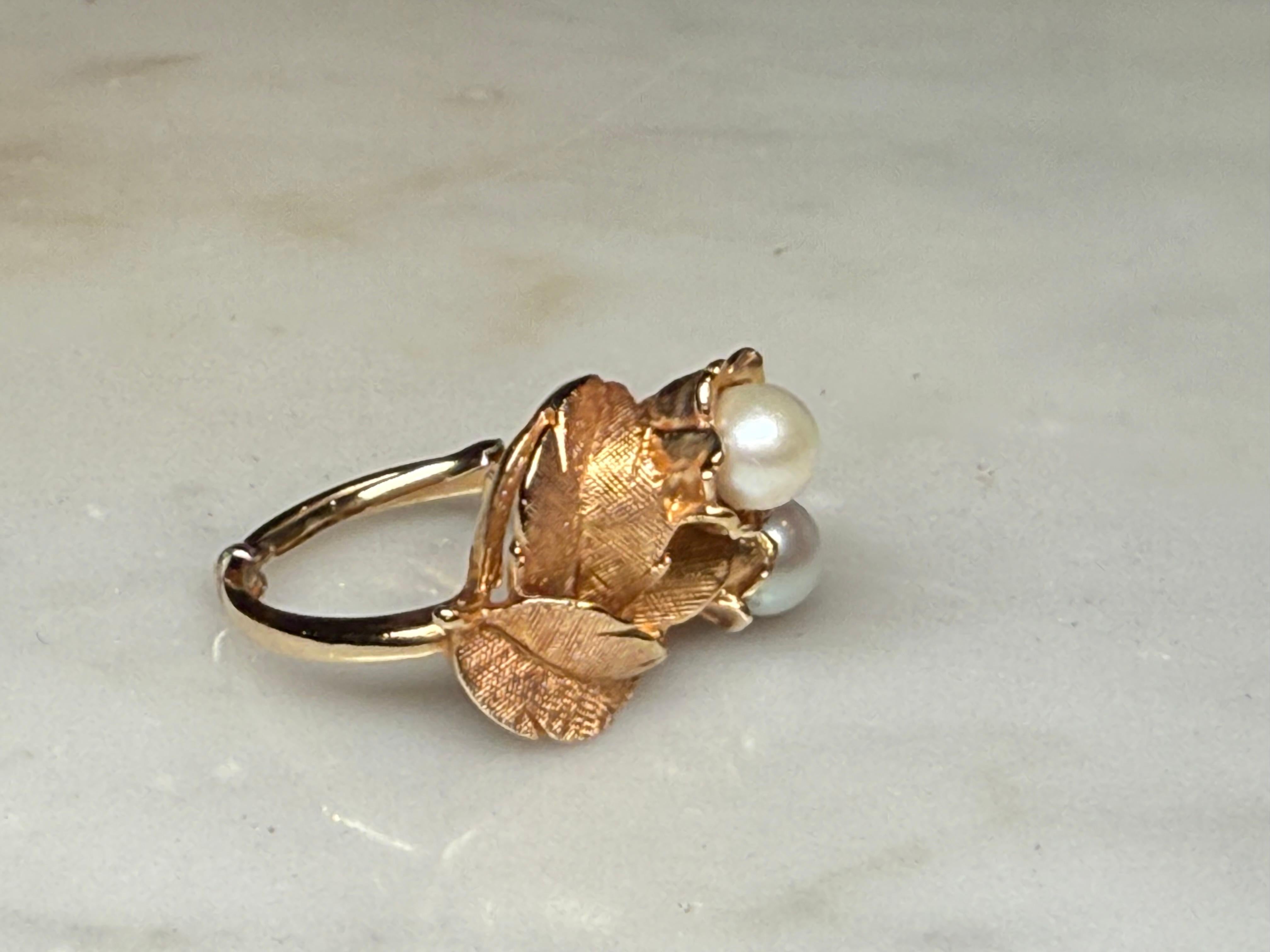 14K Gold Pearl Cocktail Ring For Sale 2