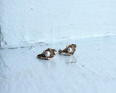14k Gold Pearl Lily Earring Studs by Franny E