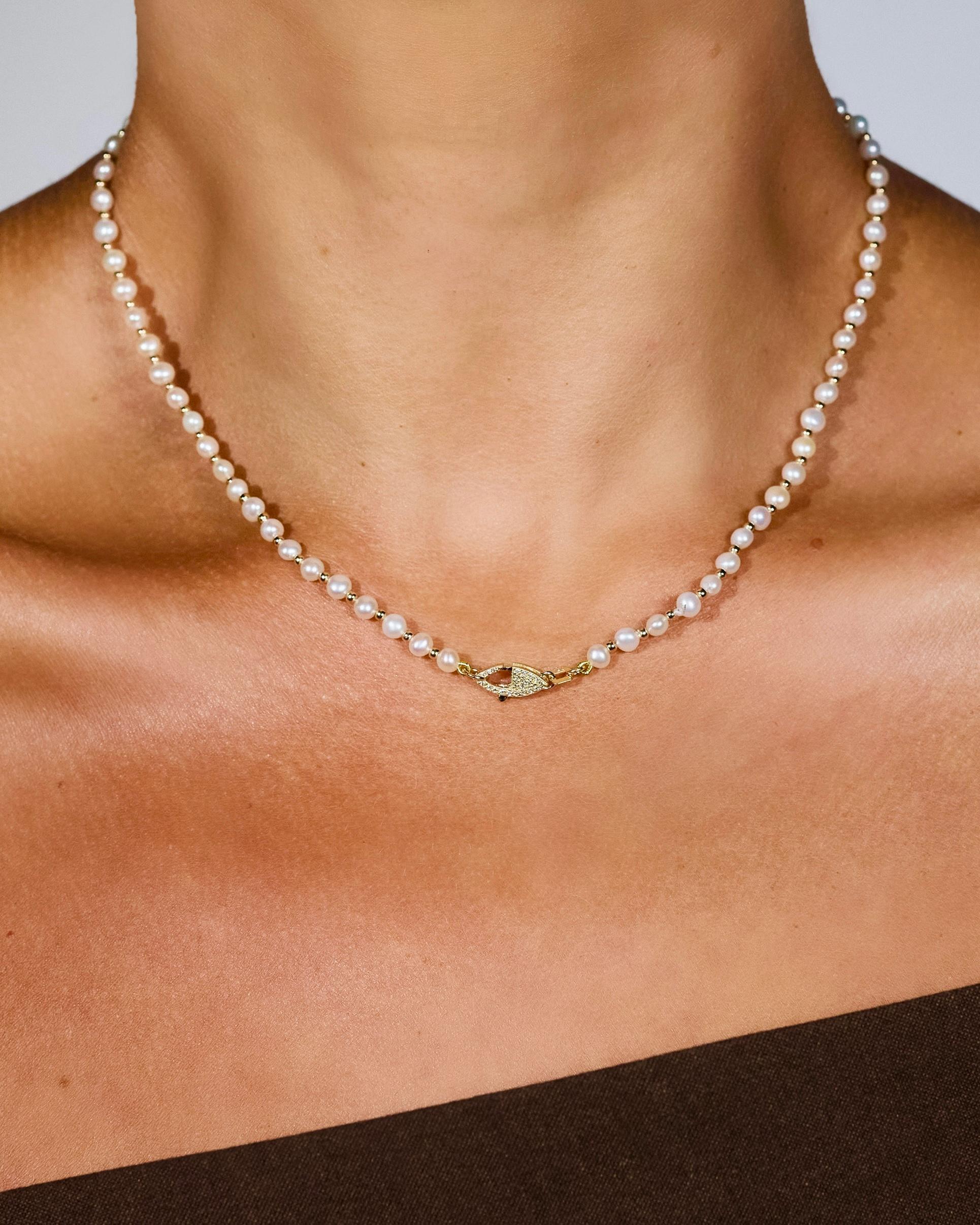 Modern 14k Yellow Gold Freshwater Pearl & Diamond Necklace by Series of Eleven For Sale