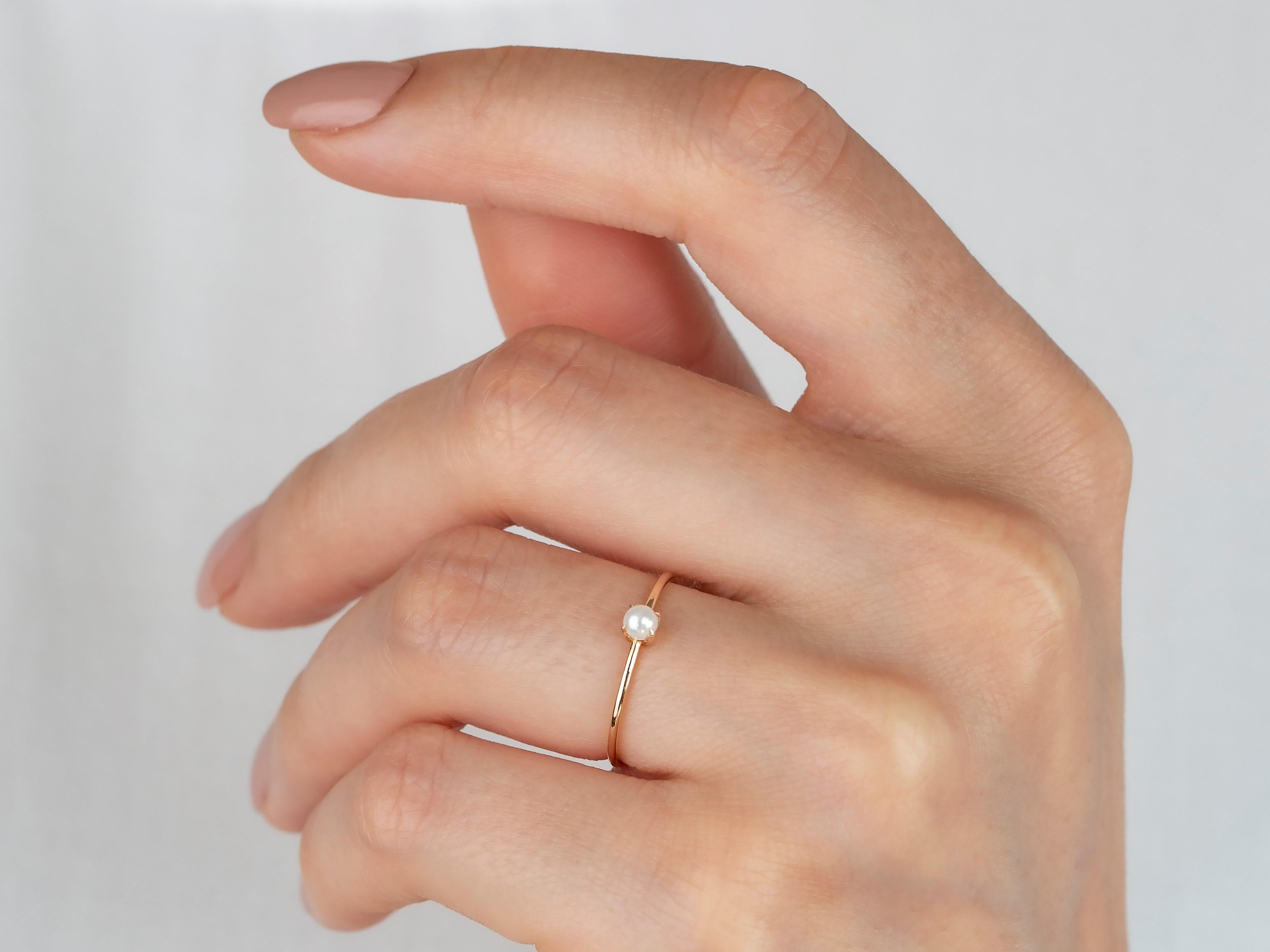 For Sale:  14K Gold Pearl Ring, 14K Gold Solitaire Pearl Ring 2