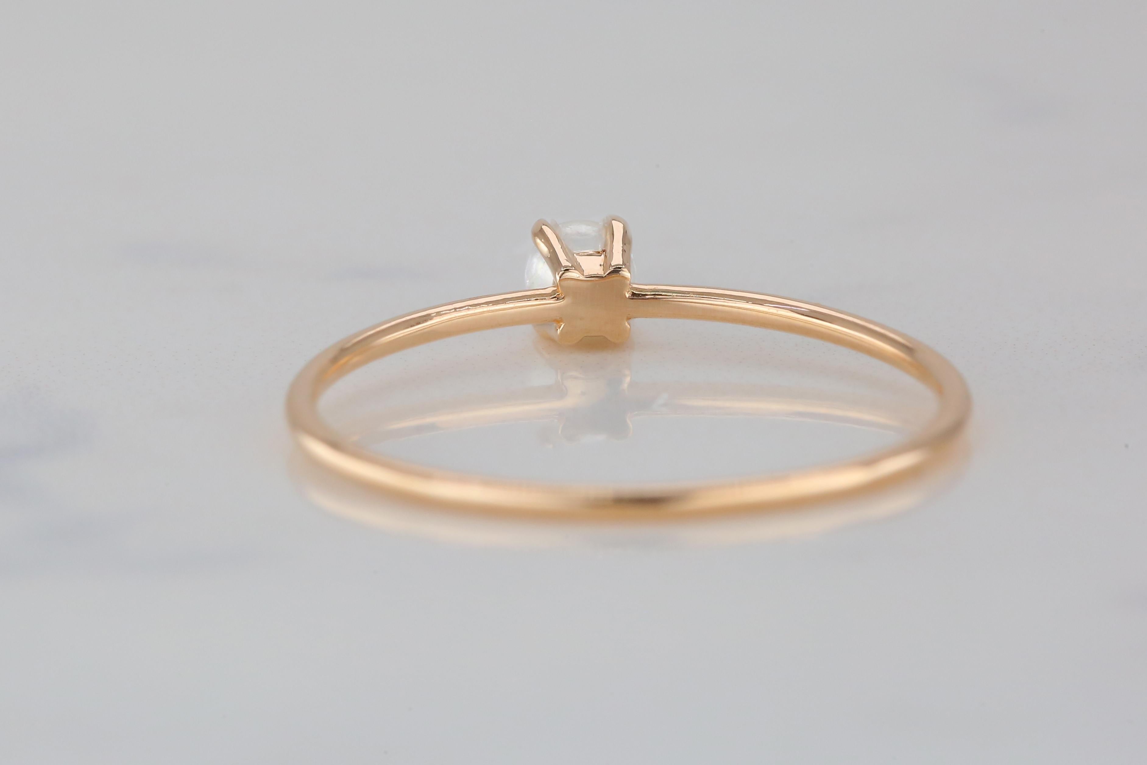 En vente :  Bague perle en or 14K, bague perle solitaire en or 14K 7