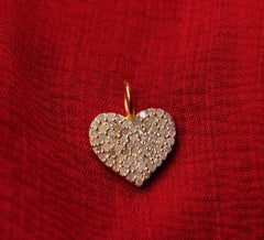 14k Gold Pendant Natural Pave Diamond Heart Shaped Pendant Wedding Gift For Her