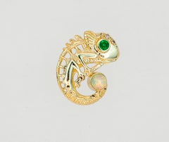 Pendant with Opal, Emerald and Diamonds, Chameleon Pendant