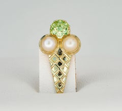 Ice cream 14k gold pendant