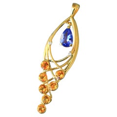 14k Gold Pendant with Tanzanite, Sapphires and Diamonds