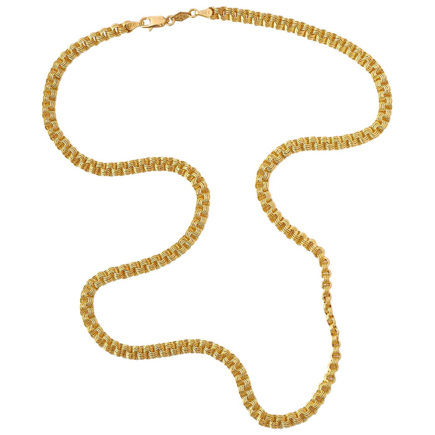 14K Gold Peru BBB 20 inch Hoop Link Chain Necklace at 1stDibs | 14k ...