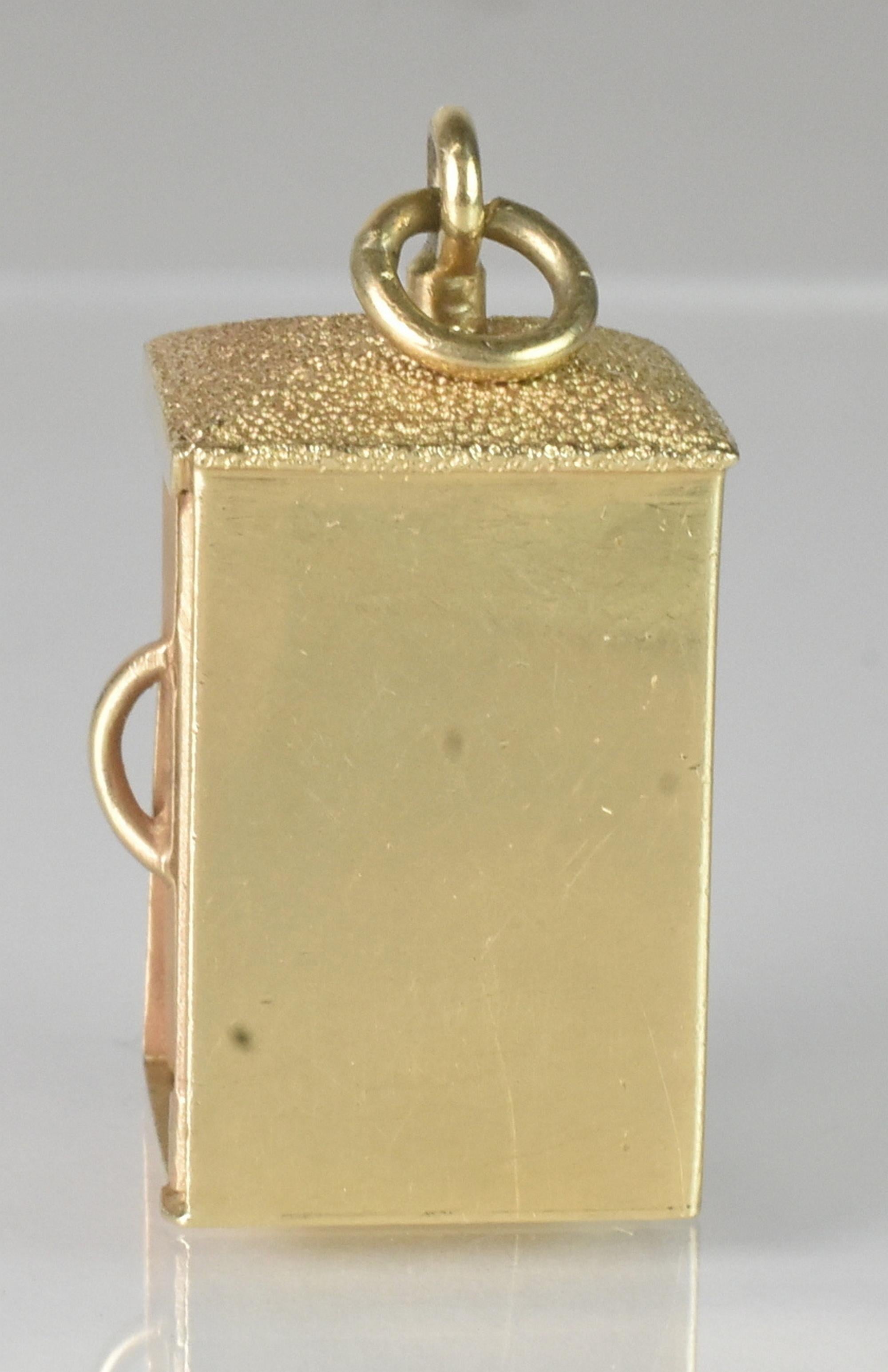 14k Gold Phonebooth Charm Pendant with Gems by Dankner For Sale 1