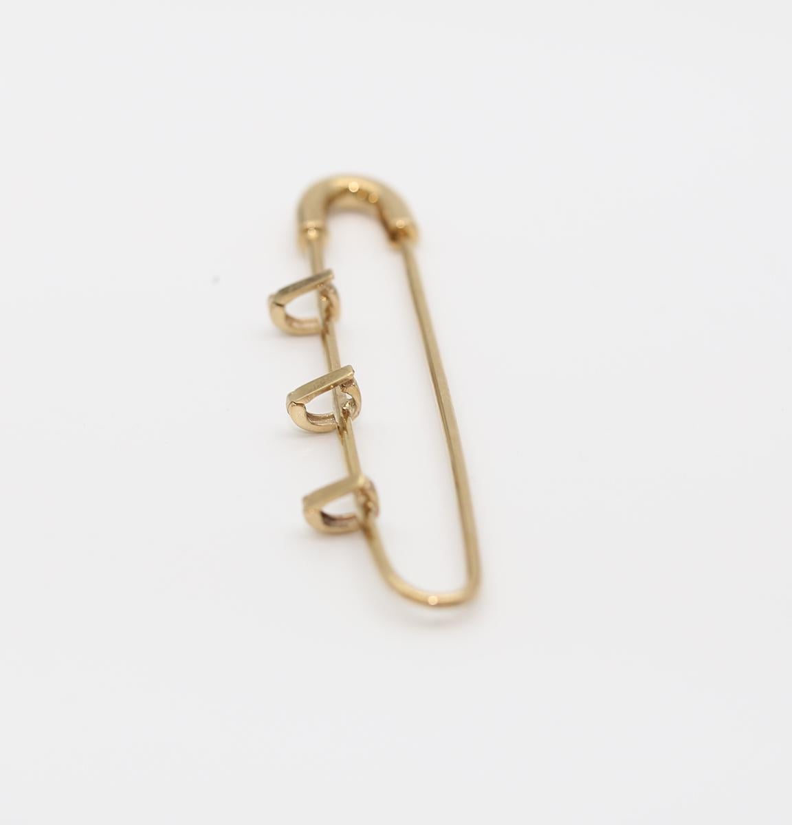 14K Gold Pin With Three Detachable Emerald Drops, 1950 For Sale 9
