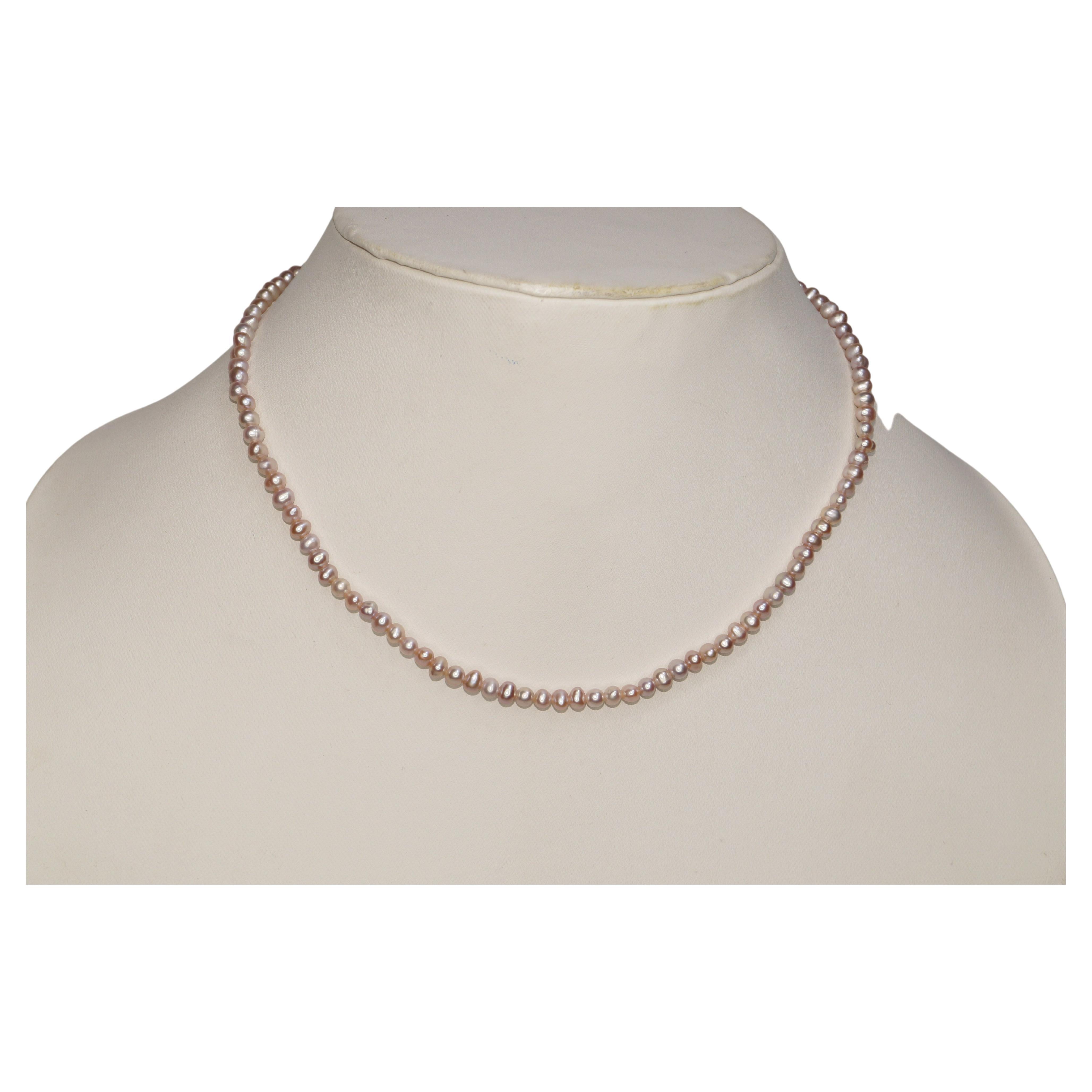 Classy 14k Gold Light Pink Tiny Pearl necklace 4-5mm Freshwater Royal necklace 