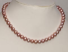 14k Gold Pink Pearl necklace 8.5mm Freshwater AA+ Pink Pearl Party necklace