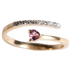 14K Gold Pink Sapphire and Diamond Coil Band Ring