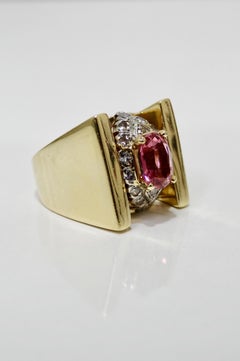 Pink Tourmaline & Diamond Cluster Ring