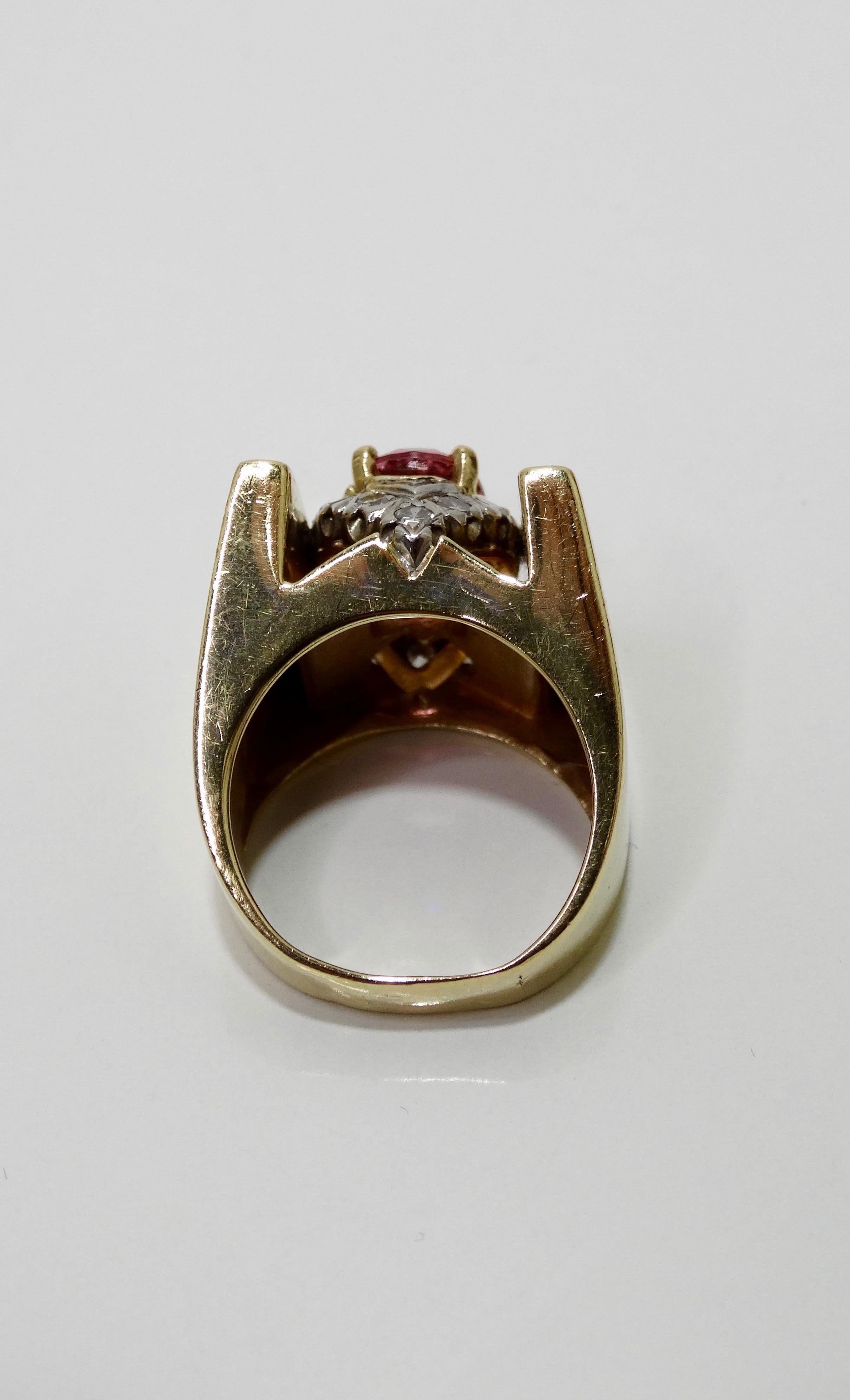 Pink Tourmaline and Diamond Cluster Ring For Sale at 1stDibs | 14k gold ...