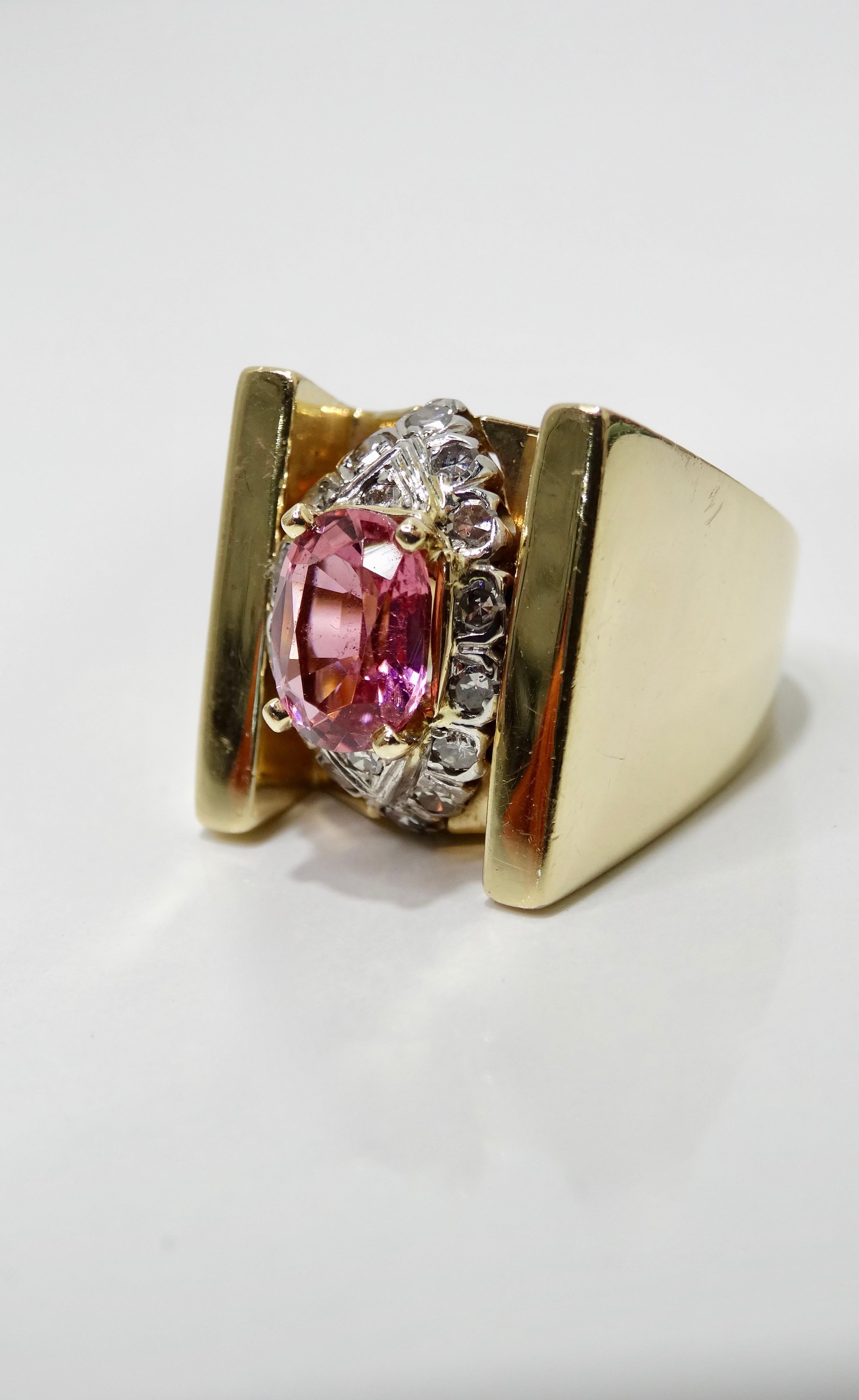  Pink Tourmaline & Diamond Cluster Ring  In Good Condition For Sale In Scottsdale, AZ