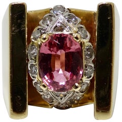 Pink Tourmaline & Diamond Cluster Ring