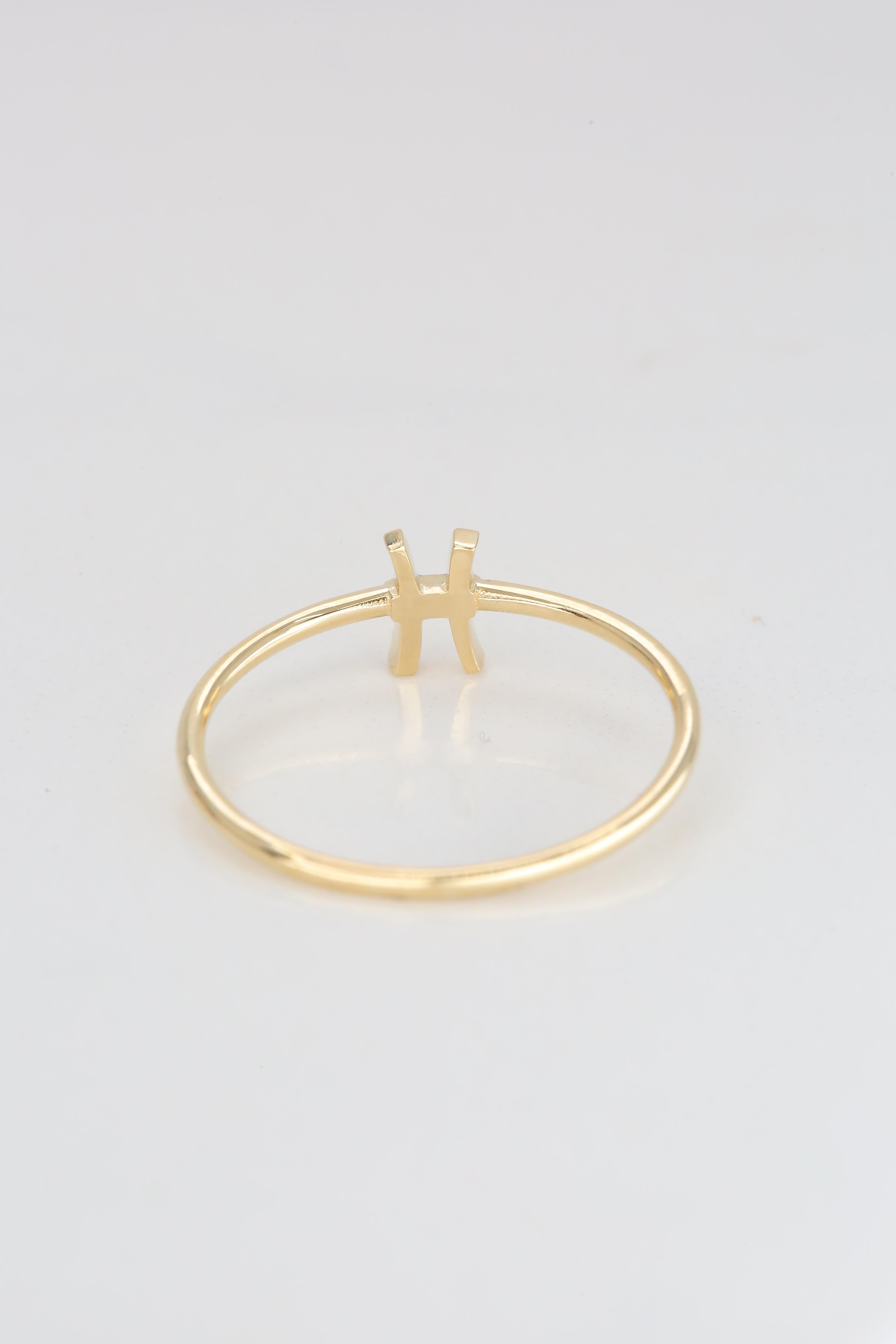 For Sale:  14K Gold Pisces Ring, Pisces Sign Gold Ring 6