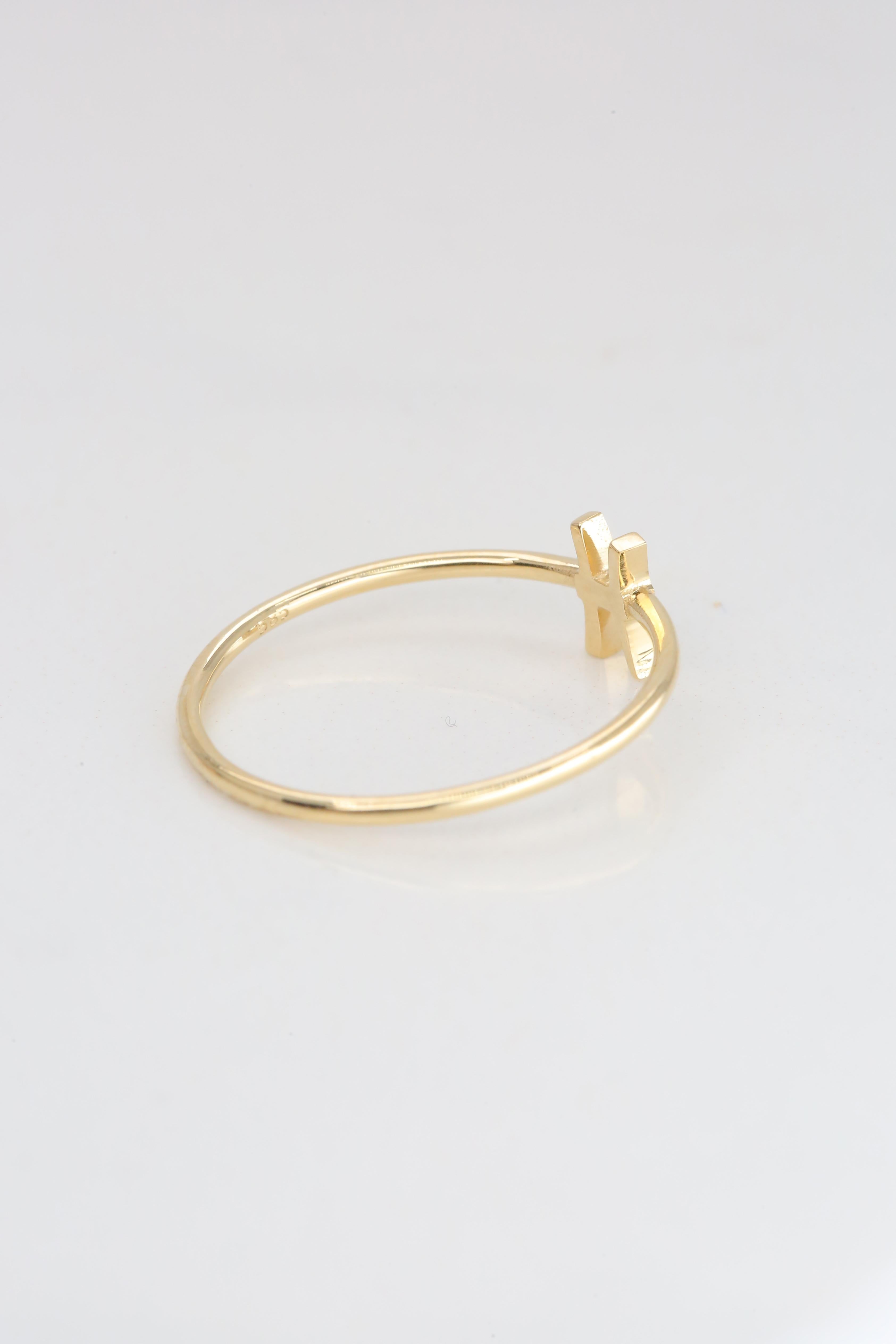 For Sale:  14K Gold Pisces Ring, Pisces Sign Gold Ring 7