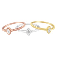 14K Gold Plated .925 Sterling Silver 1/6 Cttw Diamond Stackable Promise Ring Set