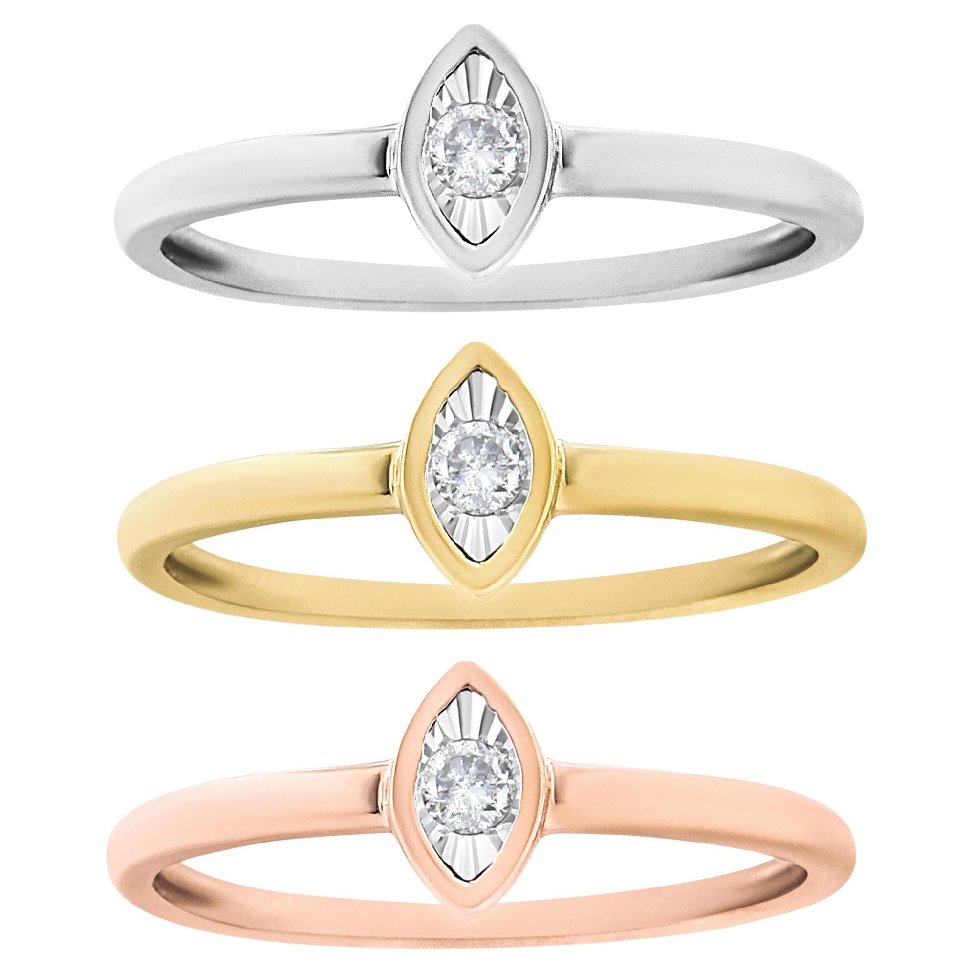 14K Gold plattiert .925 Sterling Silber 1/6 Cttw Diamond Stackable Promise Ring Set im Angebot
