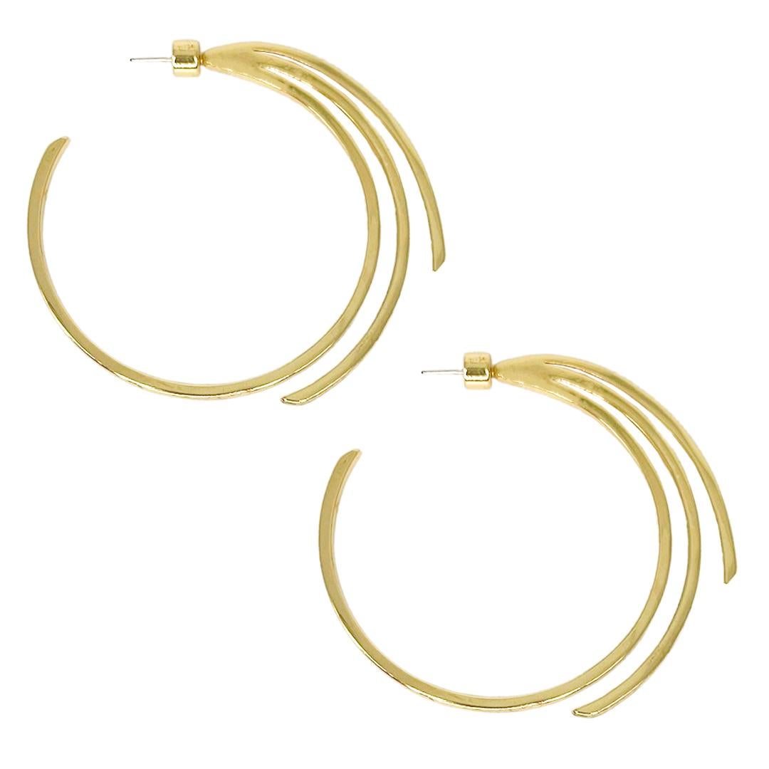 Modern 14k Gold Plated Brass Damiana Shooting Star Hoop For Sale