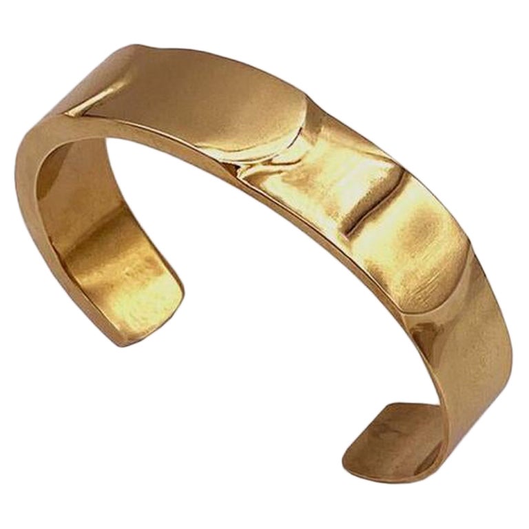 14K Gold Plated Cordelia Cigar Band Cuff For Sale