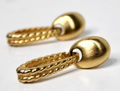 14k Gold Plated Door Knocker Style Earrings circa 1980s