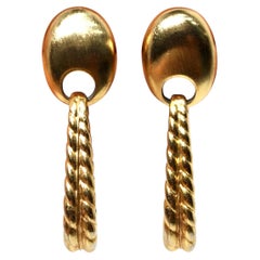 14k Gold Plated Door Knocker Style Earrings circa 1980s