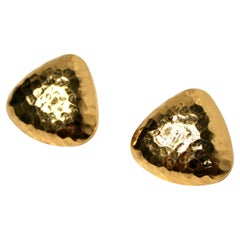 14k Gold Plated Hammered Vintage Triangle Earrings