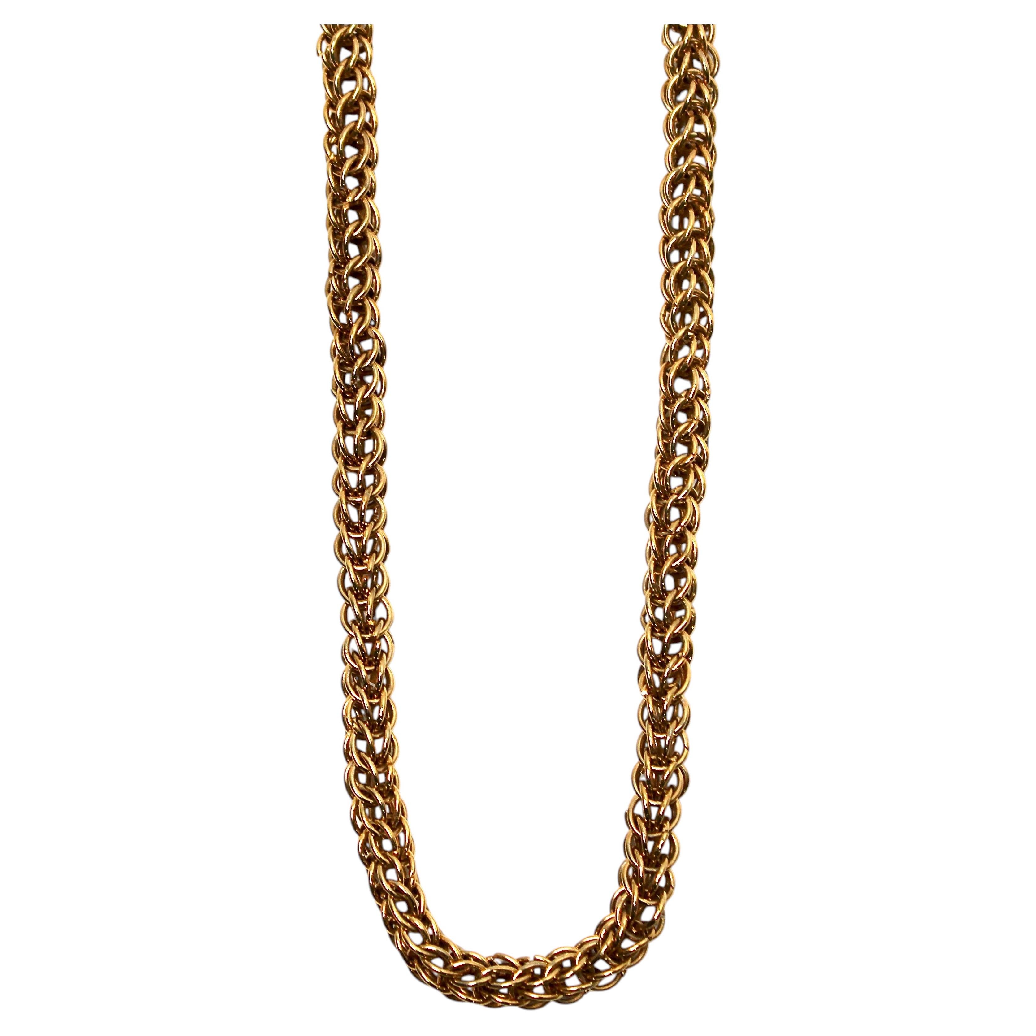 14k Gold Plated Rope Chain Necklace For Sale