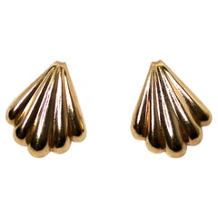 14k Gold Plated Shell Vintage Stud Earrings