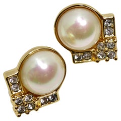 14K vergoldete Vintage Perlen-Ohrringe