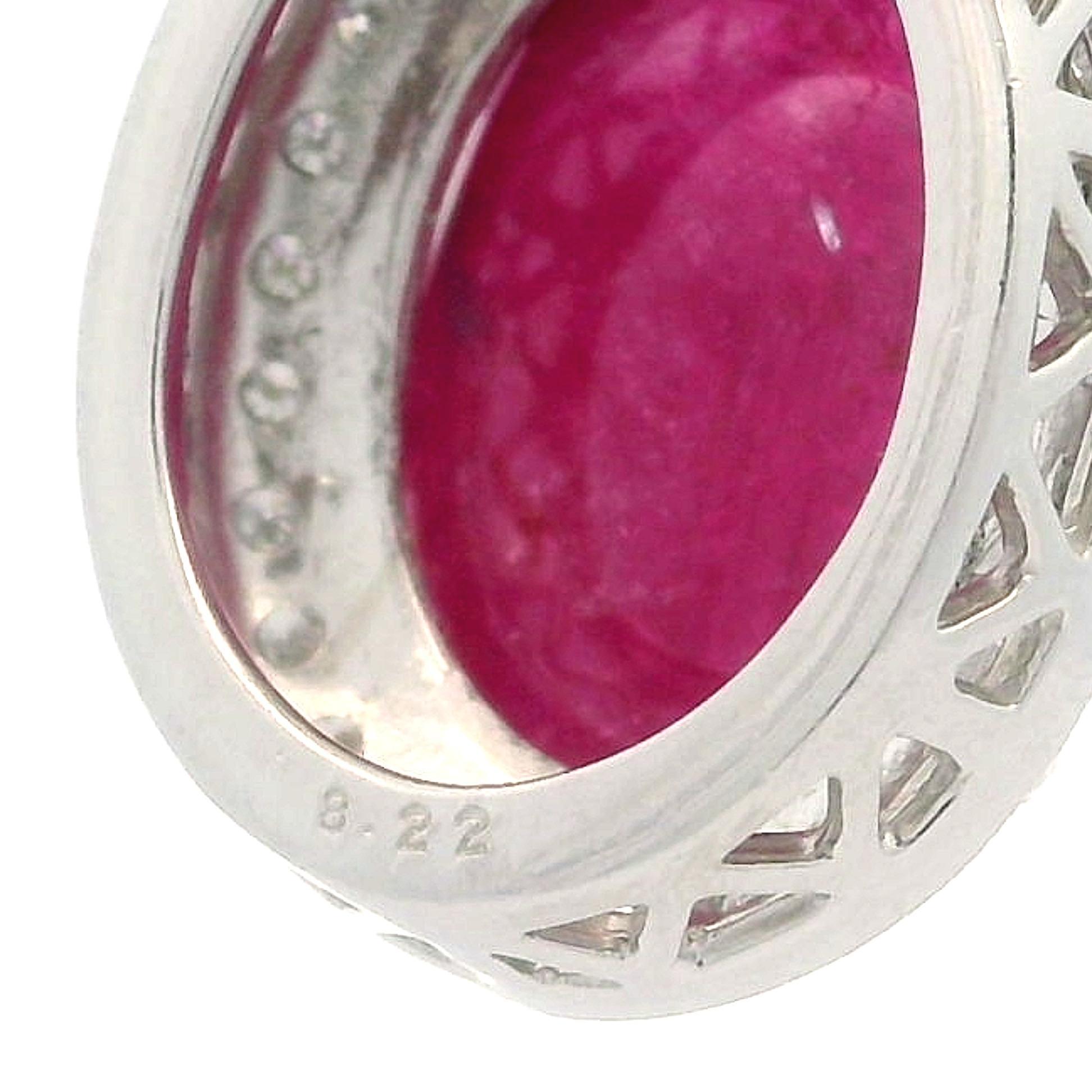 14k Gold Platinum GIA 8.42ctw No Heat Ruby & Diamond Pendant Adjustable Necklace For Sale 6