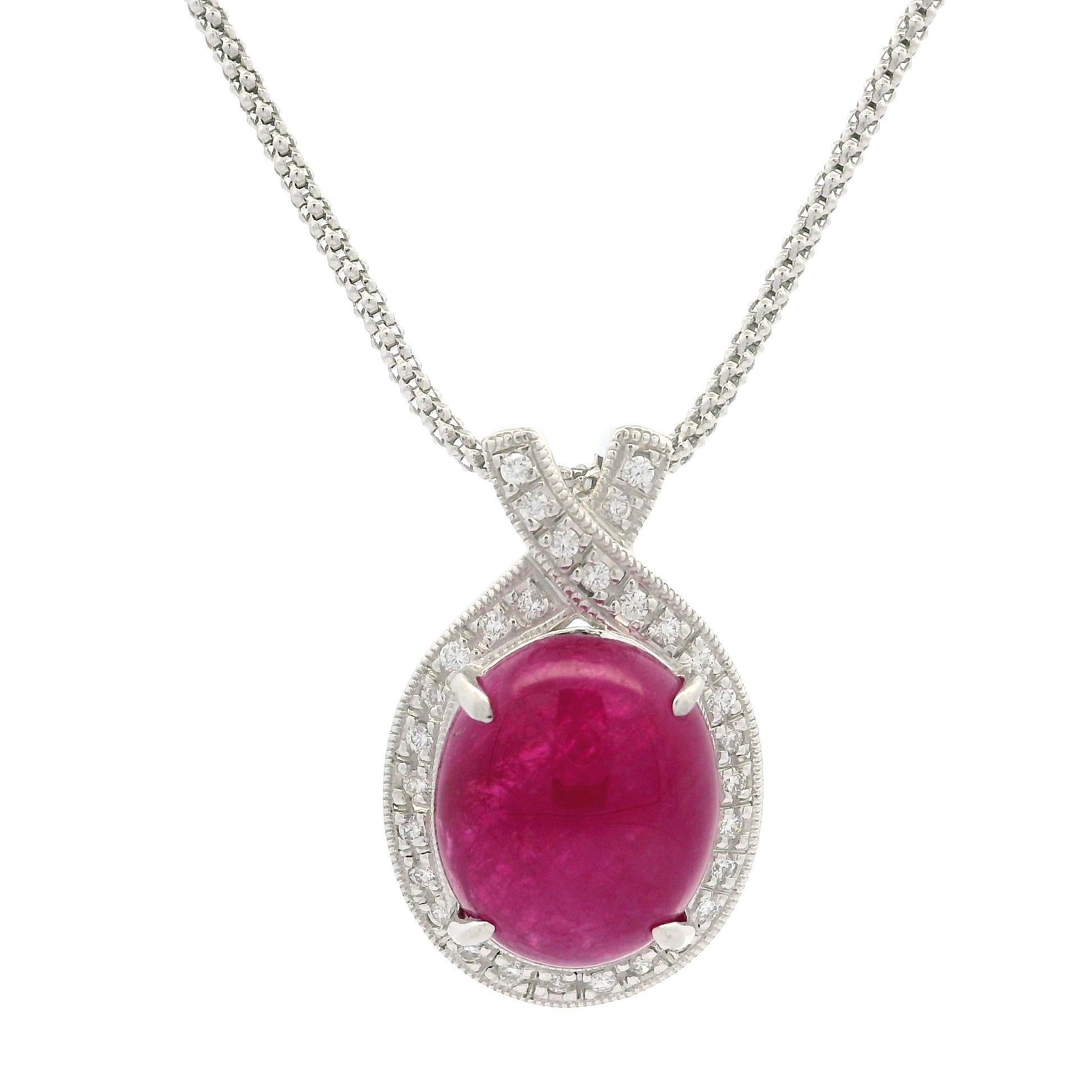 14k Gold Platinum GIA 8.42ctw No Heat Ruby & Diamond Pendant Adjustable Necklace For Sale 8