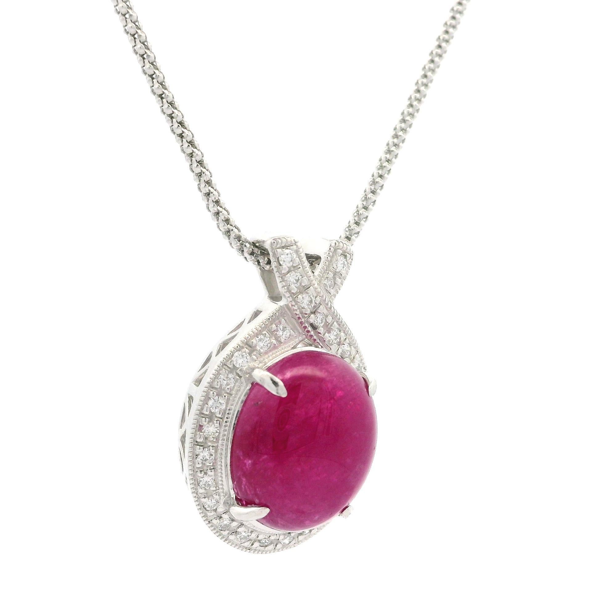 14k Gold Platinum GIA 8.42ctw No Heat Ruby & Diamond Pendant Adjustable Necklace For Sale 9