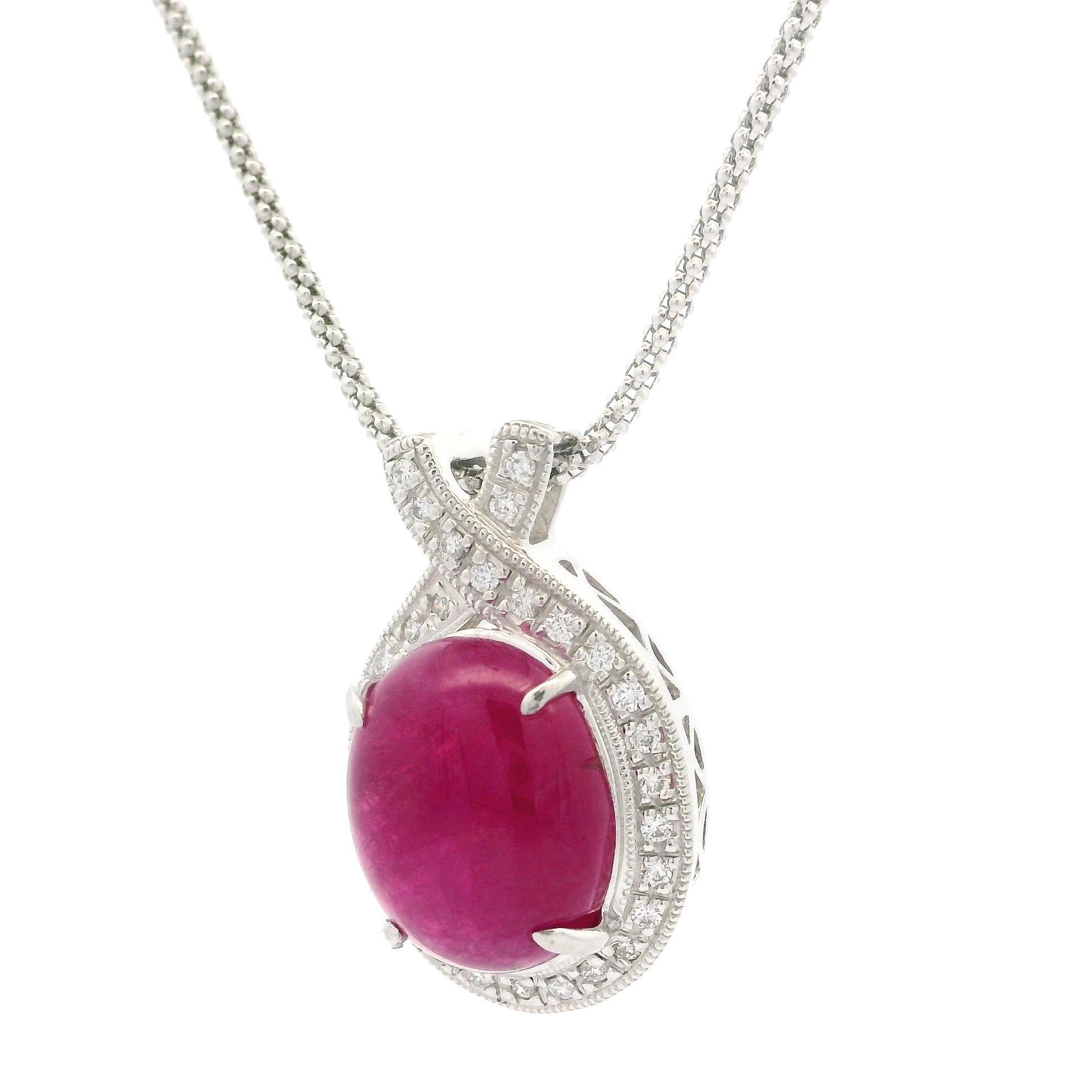 14k Gold Platinum GIA 8.42ctw No Heat Ruby & Diamond Pendant Adjustable Necklace For Sale 10