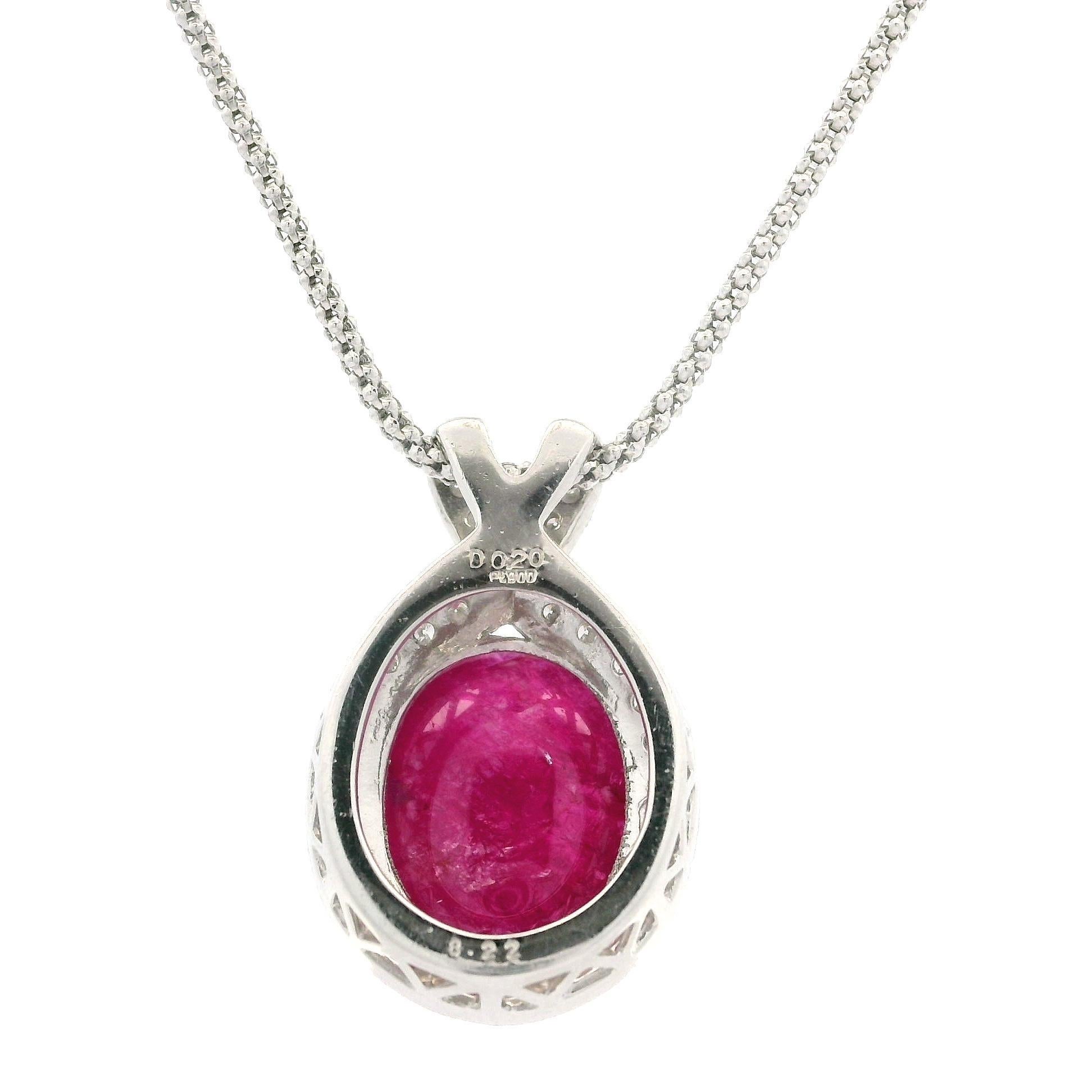 14k Gold Platinum GIA 8.42ctw No Heat Ruby & Diamond Pendant Adjustable Necklace For Sale 2