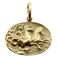 14K Gold Poseidon Signature Classical Revival Medallion