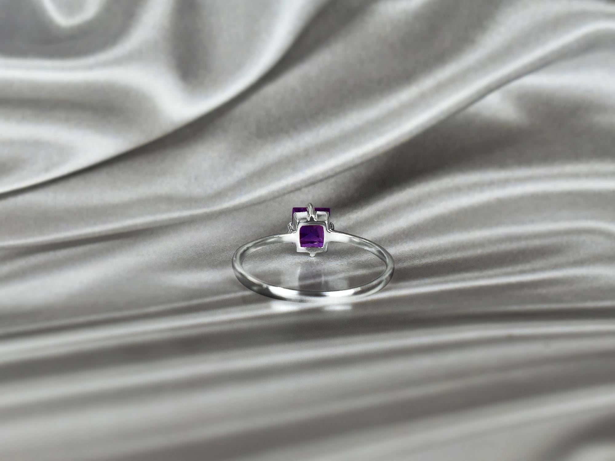 For Sale:  14k Gold Princess Cut 5x5 mm Princess Cut Gemstone Ring Gemstone Engagement Ring 11