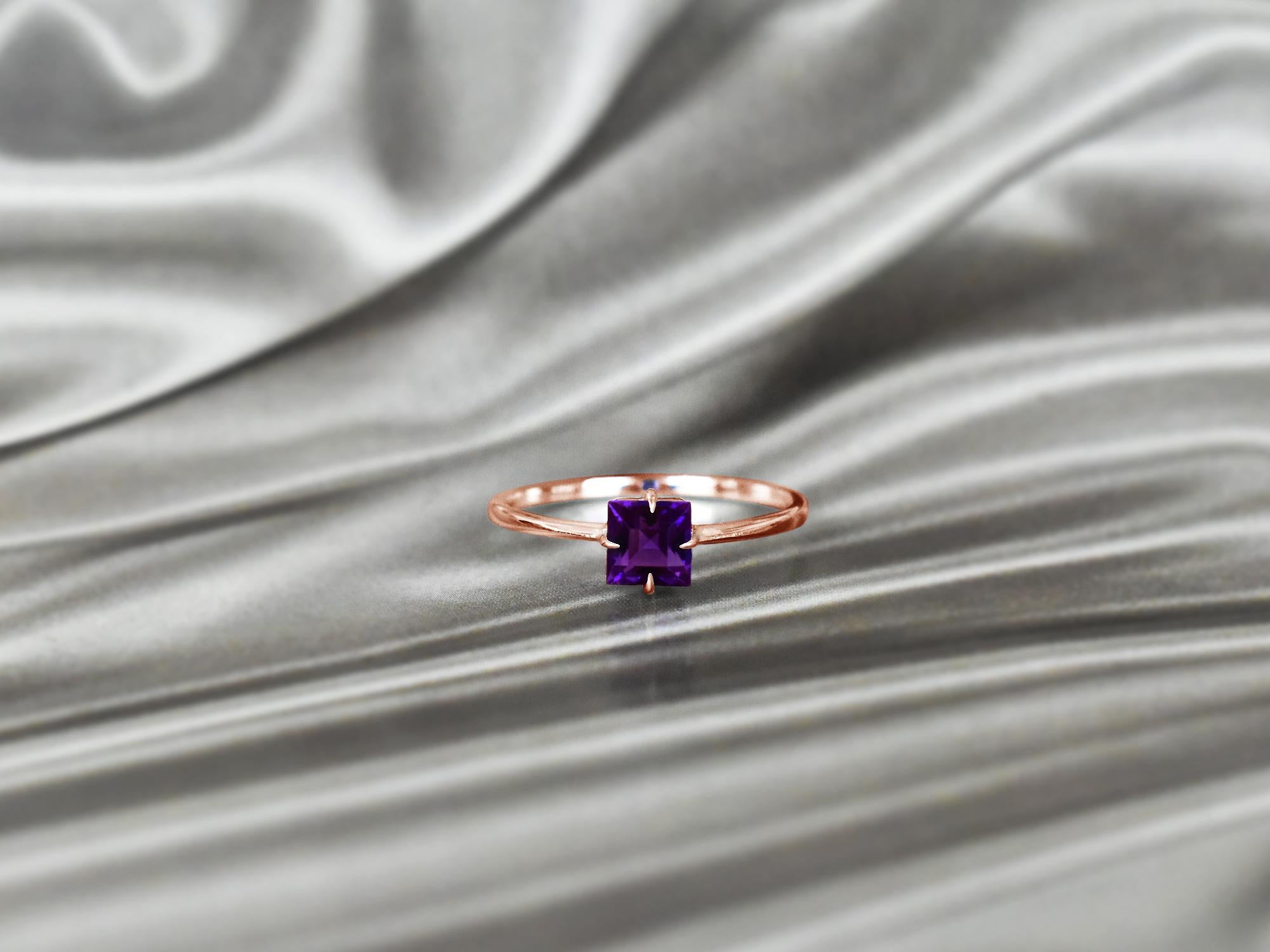 For Sale:  14k Gold Princess Cut 5x5 mm Princess Cut Gemstone Ring Gemstone Engagement Ring 2