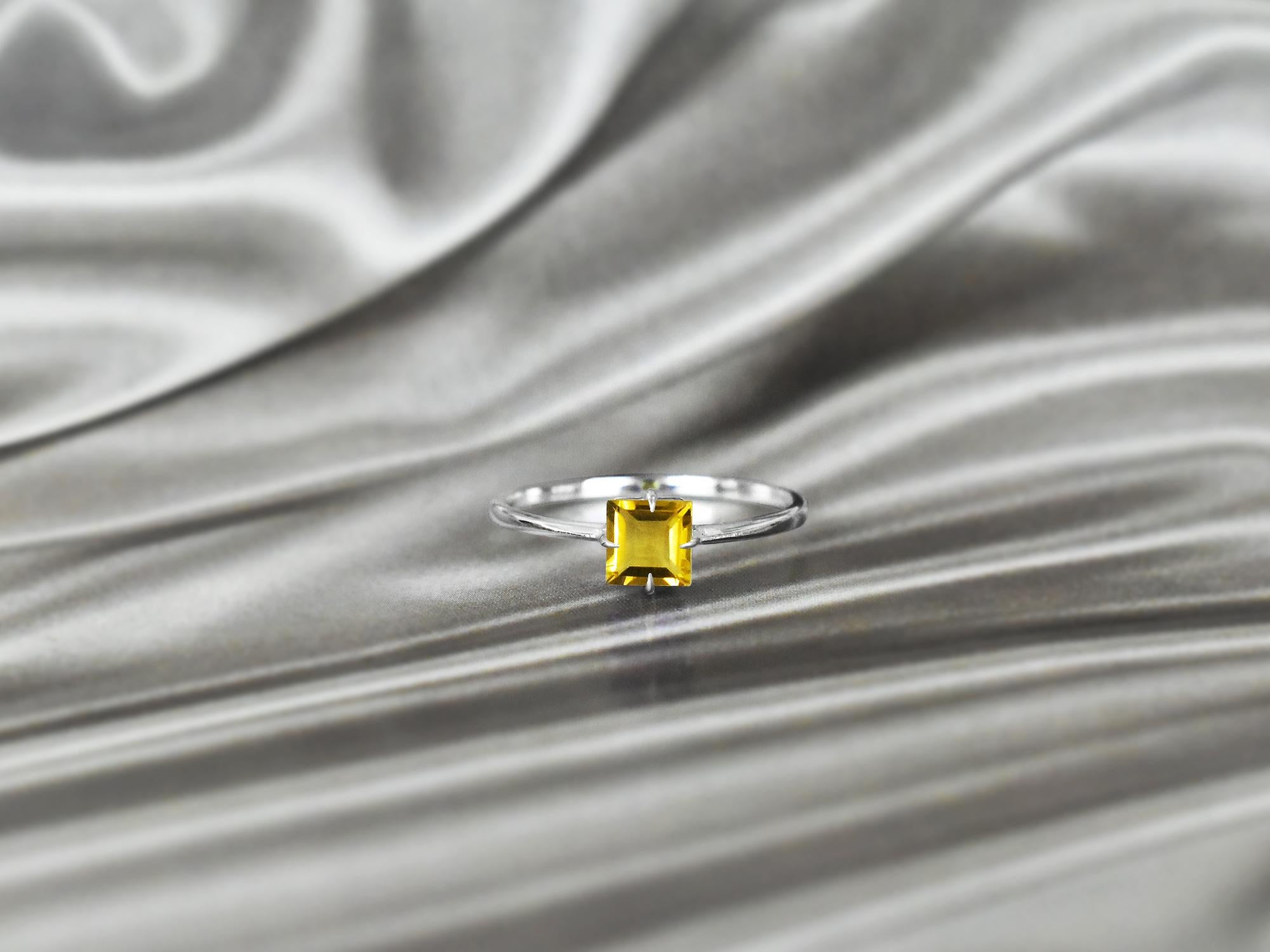 For Sale:  14k Gold Princess Cut 5x5 mm Princess Cut Gemstone Ring Gemstone Engagement Ring 6