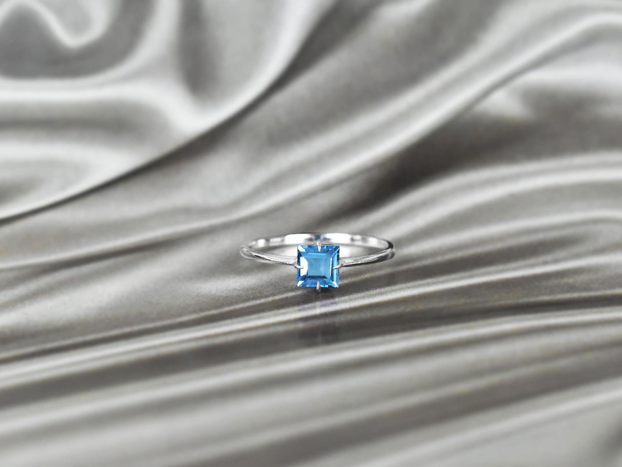 For Sale:  14k Gold Princess Cut 5x5 mm Princess Cut Gemstone Ring Gemstone Engagement Ring 8