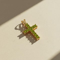 14k gold Princess Peridots Cross Pendant